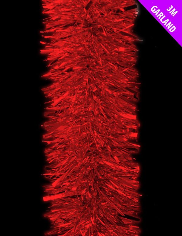 3M CHUNKY EXTRA THICK TINSEL GARLAND RED CHRISTMAS TREE DECOATIONS