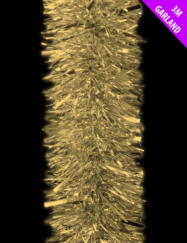 3M CHUNKY TINSEL GARLAND GOLD CHRISTMAS TREE DECOATIONS