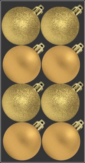 8 BAUBLES MAT GLITTER GOLD CHAMPAGNE COLOUR