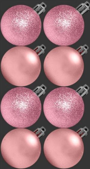 8 BAUBLES MAT GLITTER BABY PINK BLUSH COLOUR