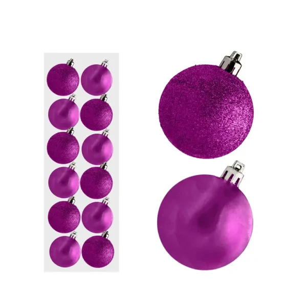 12 FUSCHIA PINK BAUBLES 30MM