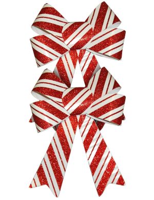 2 GLITTER BOW RED WHITE