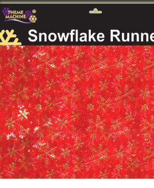 RED CHRISTMAS SNOWFLAKE SHEER TABLE RUNNER DECORATION 16 X 60