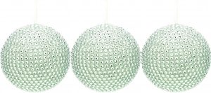 3 CHRISTMAS XMAS FESTIVE SPARKLING SILVER DIAMANTE BAUBLES BALL PARTY DECORATION 80MM