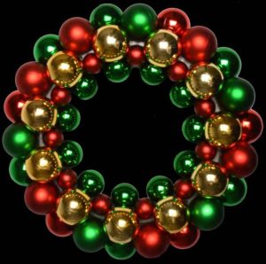 MULTICOLOUR JEWEL BAUBLE CHRISTMAS WREATHS 34CM