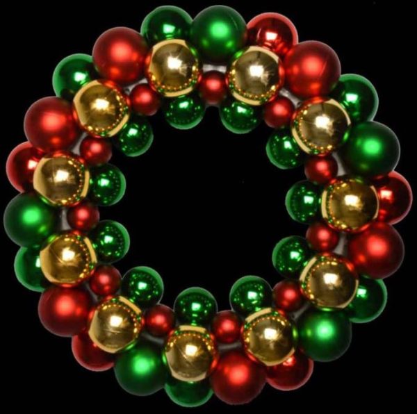 MULTICOLOUR JEWEL BAUBLE CHRISTMAS WREATHS 34CM