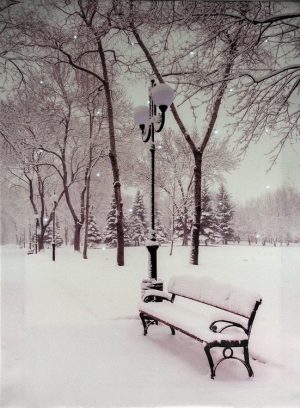 LED LIGHT UP SNOWY BENCH