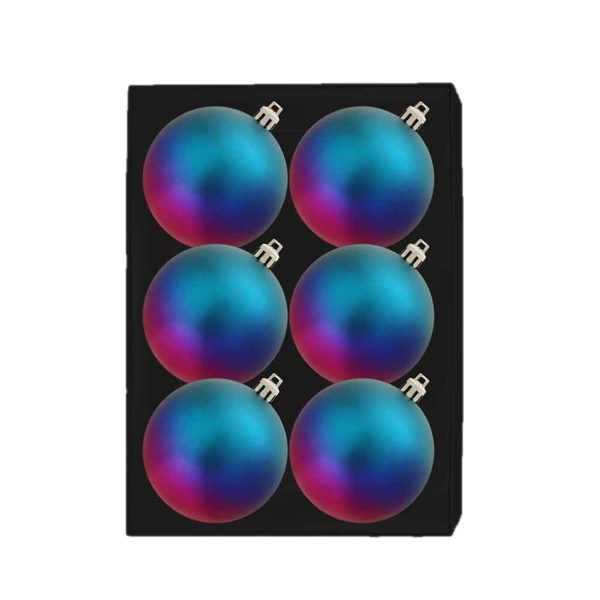 6 CHRISTMAS BAUBLES 4 TONE MULTICOLOUR 80MM