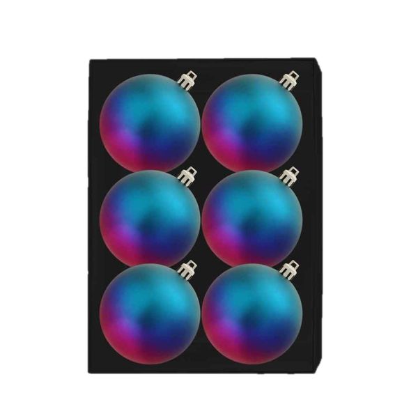 6 CHRISTMAS BAUBLES 4 TONE MULTICOLOUR 60MM