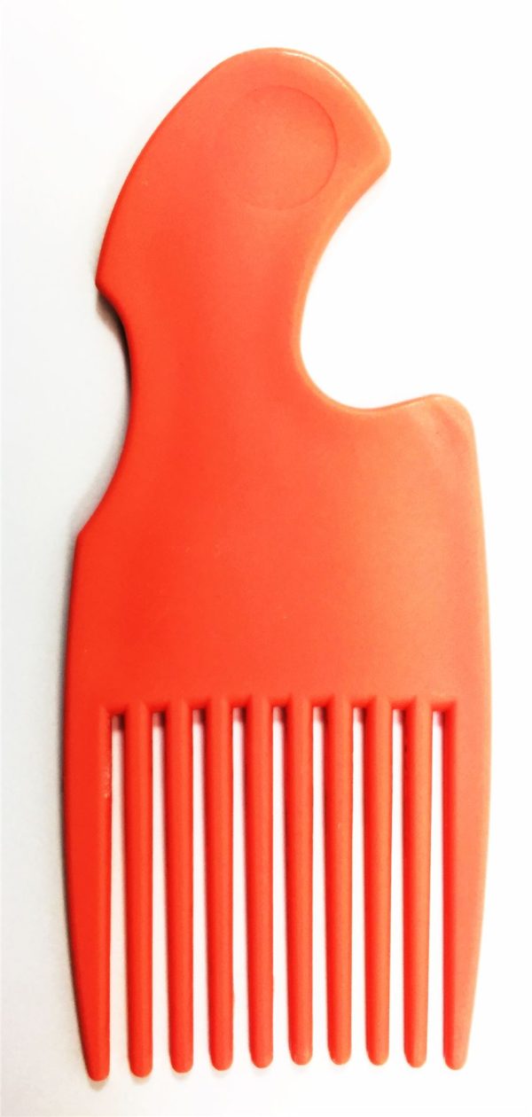 PLASTIC AFRO HAIR COMB AFRICAN DETANGLER DETANGLING WIDE TEETH BRUSH PIK - PEACH