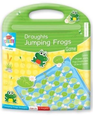 CHILDRENS TRAVEL TRADITIONAL GAME MAGNETIC SET DRAUGHTS JUMPING FROGS