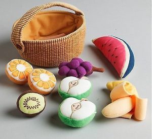 PRESCHOOL KID CHILDREN SOFT TOY FRUIT SHOPPING BASKET GROCER PRETEND FOOD BASKET