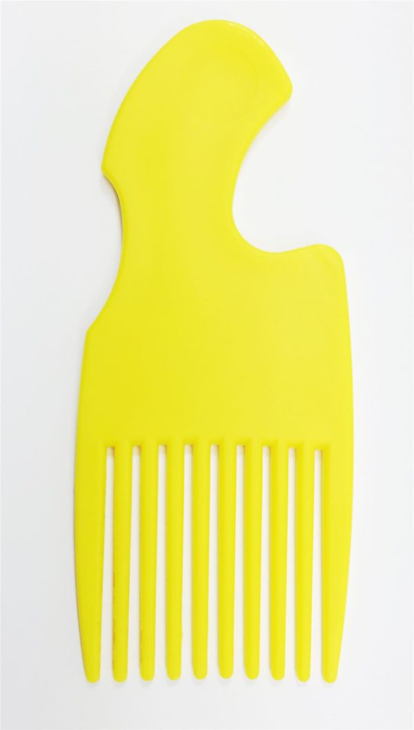 PLASTIC AFRO HAIR COMB AFRICAN DETANGLER DETANGLING WIDE TEETH BRUSH PIK - YELLOW