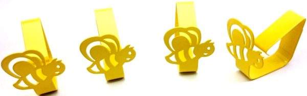 SET OF 4 YELLOW BEE METAL TABLECLOTH CLIPS