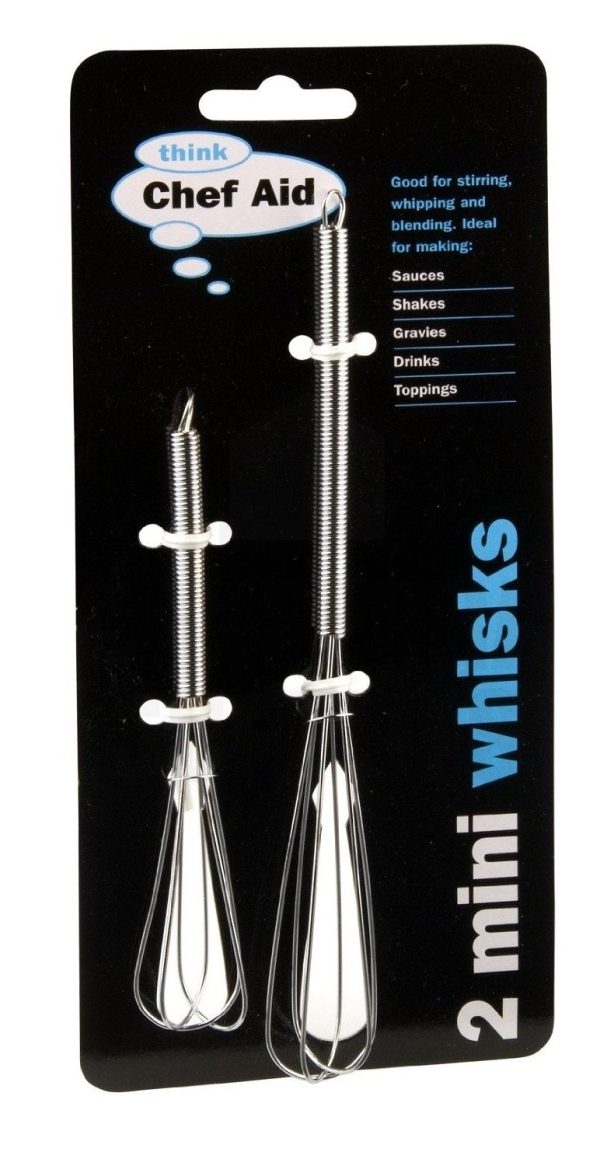 CHEF AID SET 2 MINI WHISKS IN WHITE