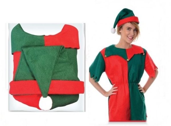 CHRSTMAS WOMAN ELF COSTUME WITH HAT SELC