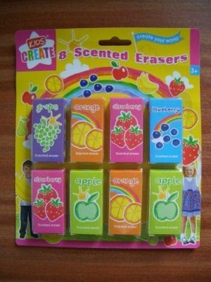 8 CHILDRENS KIDS FRUIT SCENTED RUBBERS ERASERS IDEAL GIFT OR PARTY BAG FILLERS