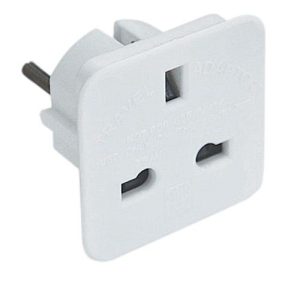 ADAPTOR 3 PIN UK INTO 2 PIN PLUG EURO ( EUROPE TO UK ) 45560