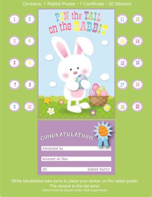 PIN THE TAIL ON THE RABBIT EASTER PARTY NOVELTY GAME