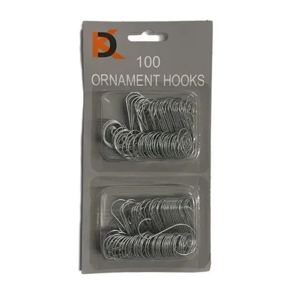 KD SILVER SWIRL ORNAMENT HOOKS PACK OF 100