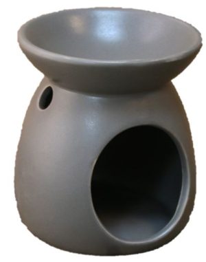 CERAMIC TEALIGHT CANDLE HOLDER ESSENTIAL OIL BURNER - GREY
