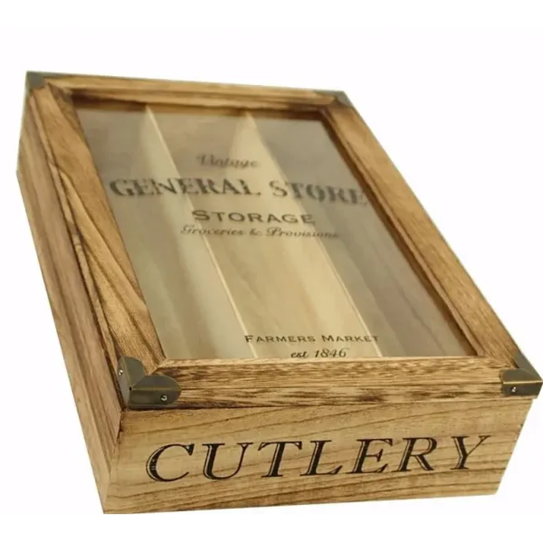 WOODEN VINTAGE CUTLERY TRAY