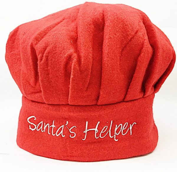 RED ADULT CHRISTMAS XMAS CHEF HAT - SANTA HELPER