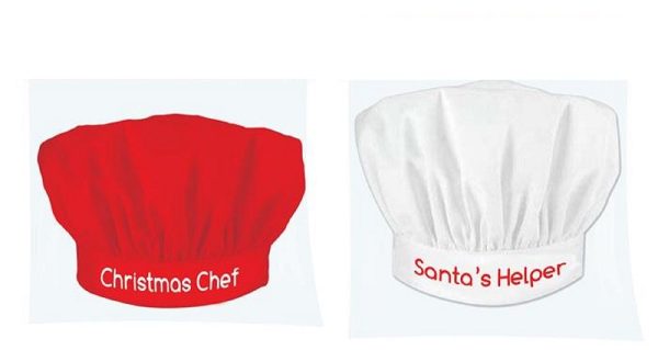 NOVELTY ADULT CHRISTMAS CHEF SANTA HELPER HAT ( SEND WHITE OR RED ONLY ONE )