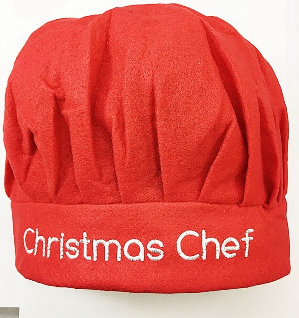 RED ADULT CHRISTMAS XMAS CHEF HAT - CHRISTMAS CHEF