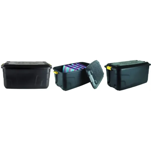 145L STORAGE TRUNK ON WHEELS BLACK