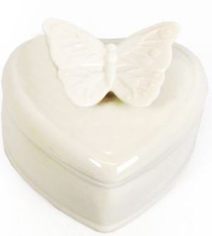CREAM CERAMIC BUTTERFLY TRINKET JAR