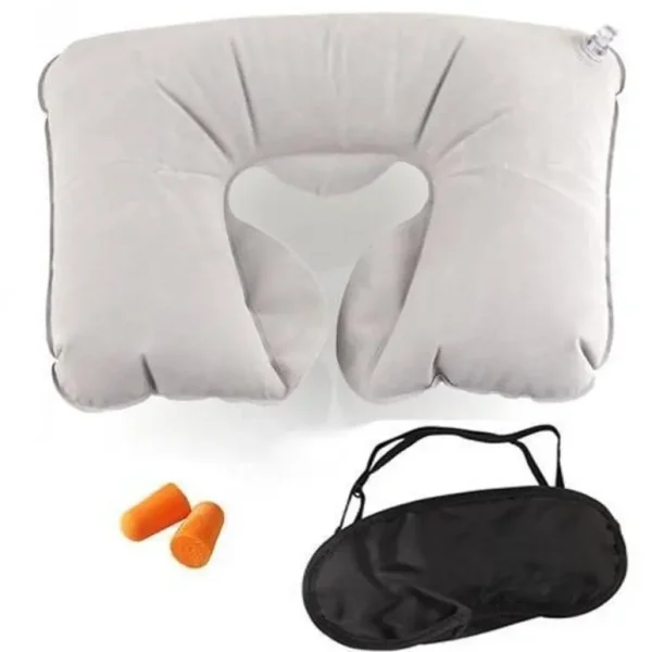 DELUXE TRAVEL SET 3 PIECES - NECK CUSHION EAR PLUGS EYE MASK - RELAX WHILE?