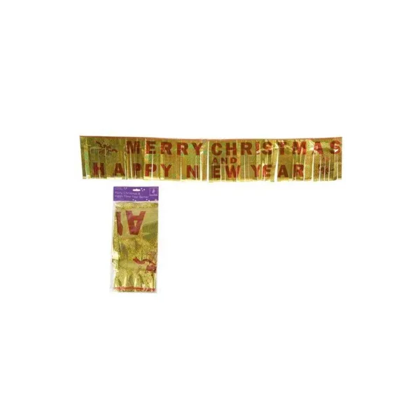 MERRY CHRISTMAS ~ HAPPY NEW YEAR BANNER - HOLOGRAPHIC FOIL BANNER - PARTY DECORATIONS