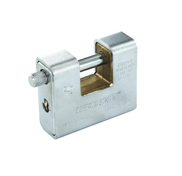 SECURIT S1107 ARMOURED PADLOCK BRASS/MATT CHROME 90MM