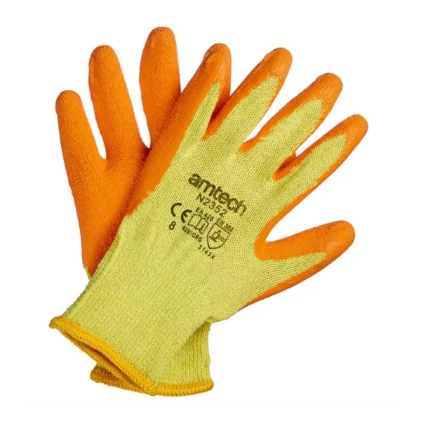 AMTECH LATEX PALM COATED WORK GLOVES - MEDIUM (SIZE 8)