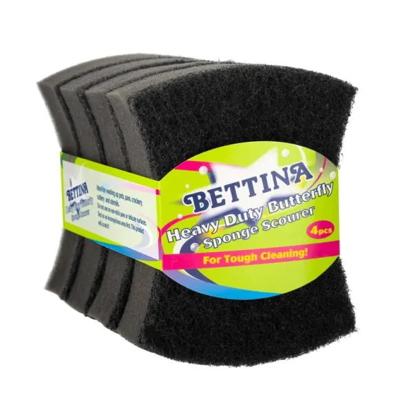 BETTINA HEAVY DUTY BUTTERFLY SPONGE SCOURERS PACK OF 4