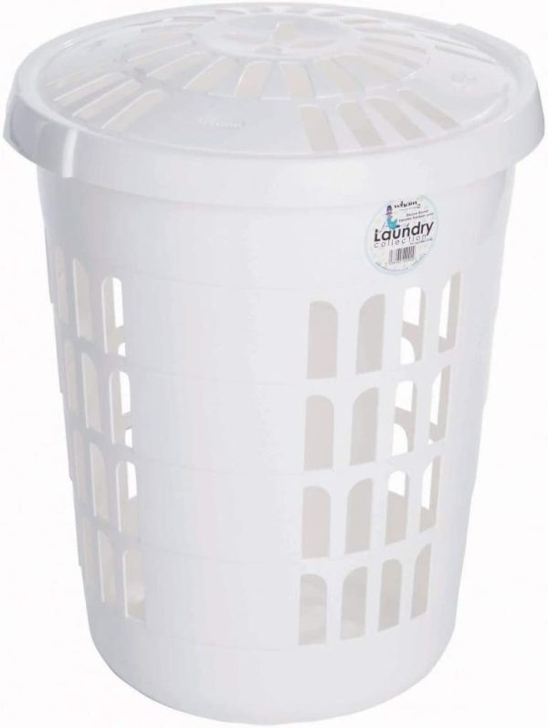 WHAM CASA DELUXE ROUND LAUNDRY HAMPER ICE WHITE