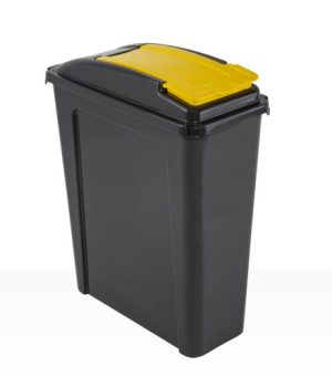 WHAM RECYCLE IT 25L SLIMLINE BIN & LID GRAPHITE/GEN. YELLOW
