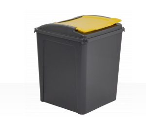 WHAM RECYCLE IT 50L BIN & LID GRAPHITE / YELLOW