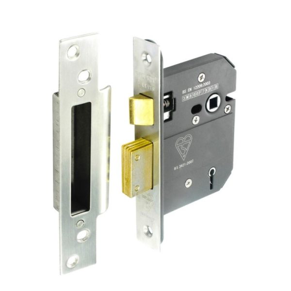 SECURIT S1781 BS 5 LEVER SASH LOCK STAINLESS STEEL 63MM WITH 2 KEYS