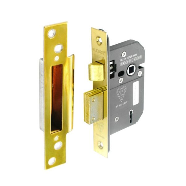 SECURIT S1791 BS 5 LEVER SASH LOCK BRASS 63MM WITH 2 KEYS