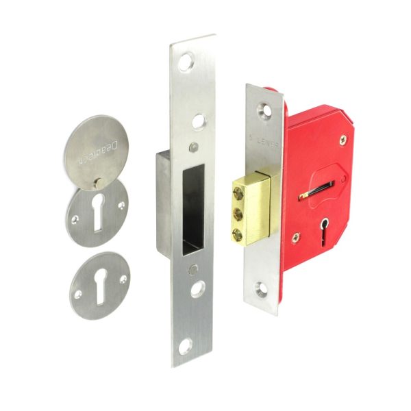 SECURIT S1805 5 LEVER DEAD LOCK NICKLE PLATED 63MM WITH 2 KEYS