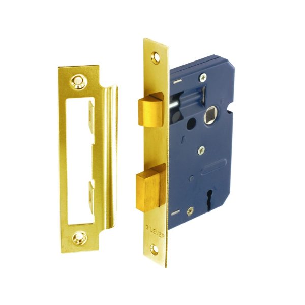 SECURIT S1831 3 LEVER SASH LOCK BRASS PLATED 63MM WITH 2 KEYS