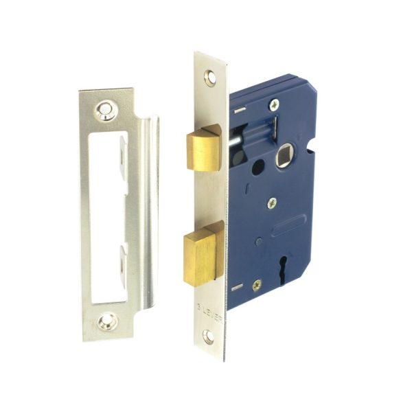 SECURIT S1832 3 LEVER SASH LOCK NICKLE PLATED 63MM WITH 2 KEYS