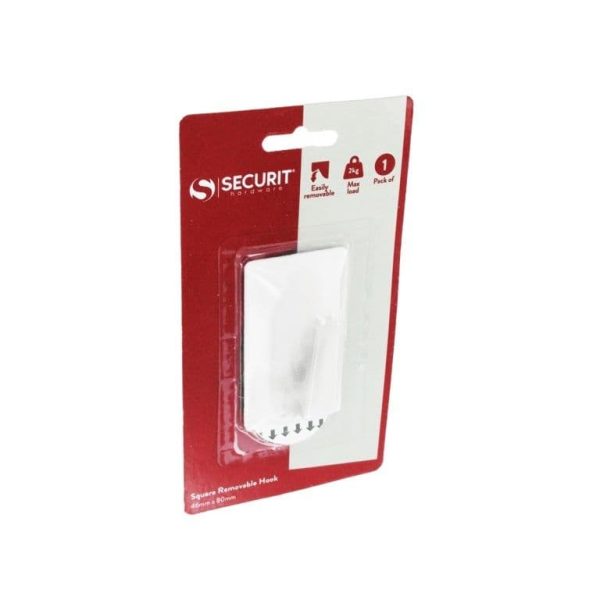 SECURIT S6460 SQUARE REMOVABLE HOOK WHITE 46X80MM