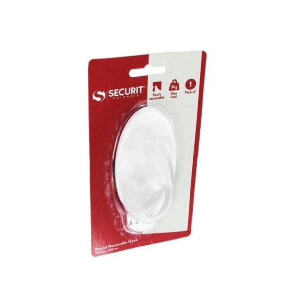 SECURIT S6465 OVAL REMOVABLE HOOK WHITE 55X108MM