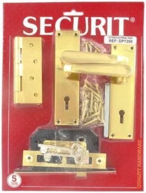 SECURIT S7200 PBRASS PLATED VICTORIAN LOCK HANDLES 155MM