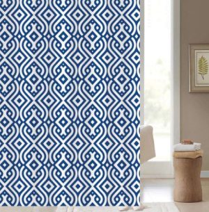 BLUE CANYON ARTISAN BLUE POLYESTER SHOWER CURTAIN