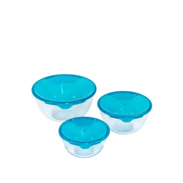 PYREX PREP & STORE BOWL & LID 3 PIECE SET 0.5L + 1.0LL + 2.0L