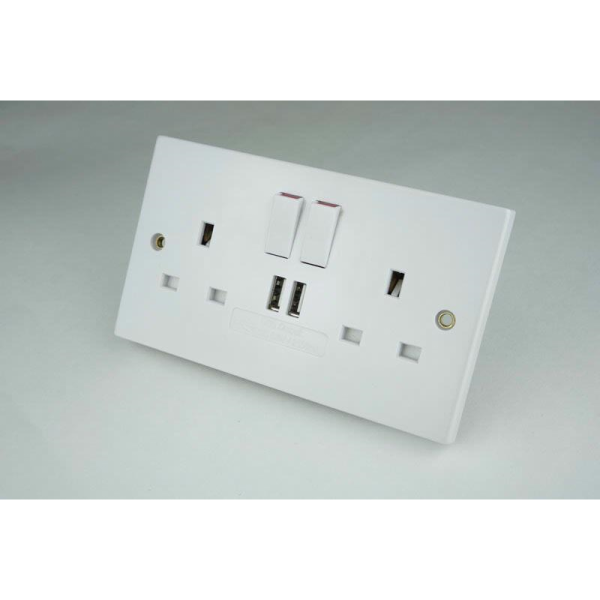 RED GREY B11USB/P 13A TWIN / 2 GANG SWITCH SOCKET - 2 X USB PORTS